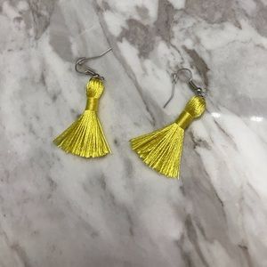 Small yellow tassel earrings